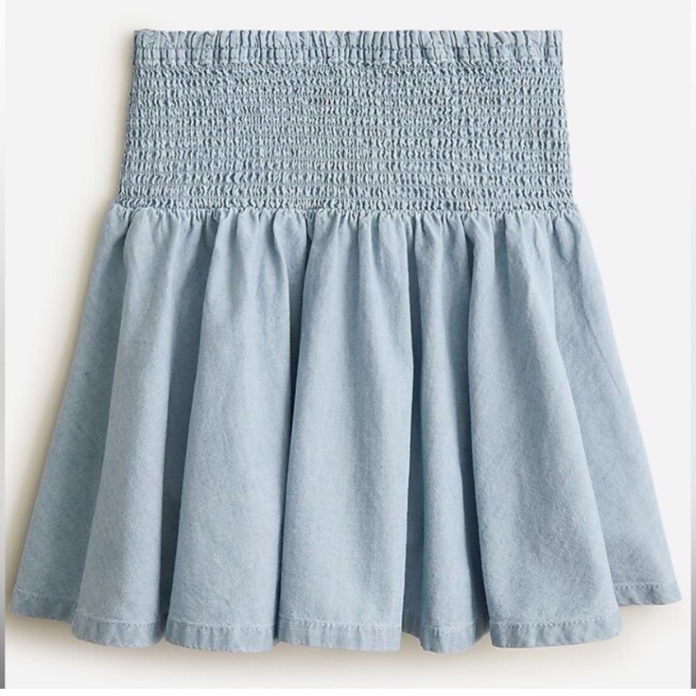 J Crew Chambray smocked mini skirt Size Small NWT